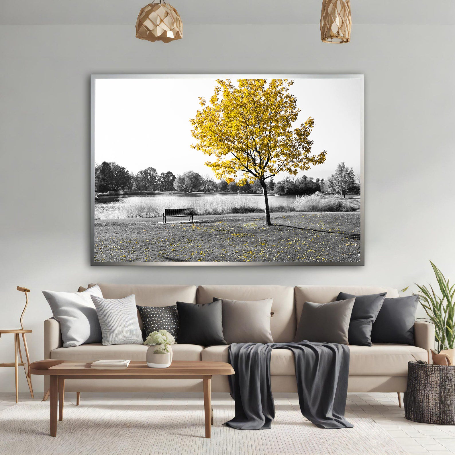 Leinwandbild - Baum mit gelben Blättern