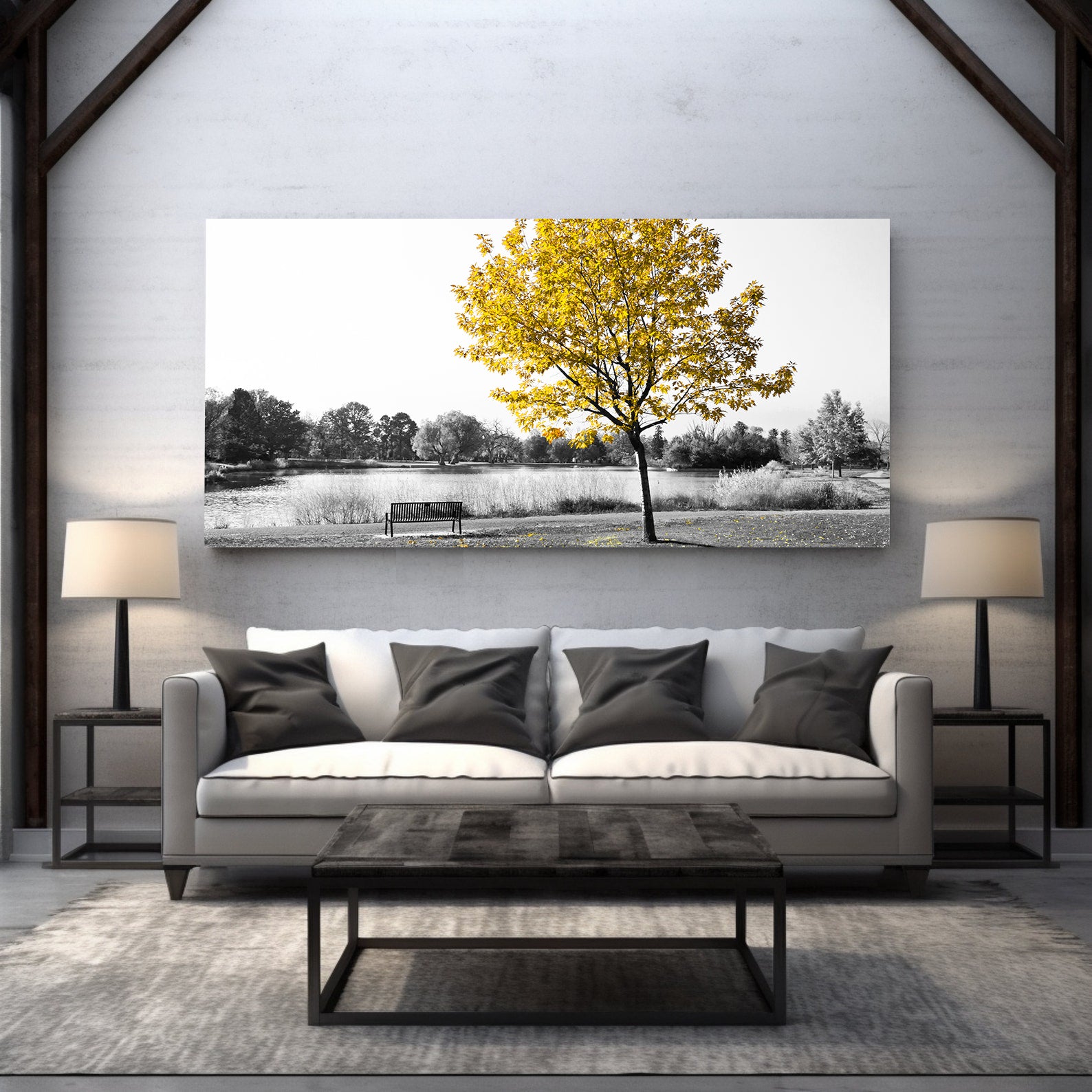 Peinture sur toile - Arbre aux feuilles jaunes