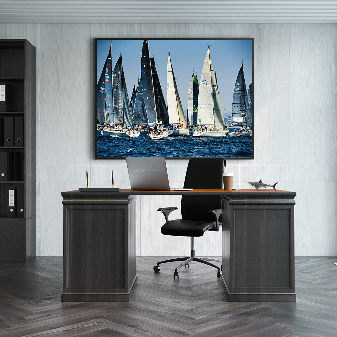 Peinture sur toile - Compétitions de sports nautiques avec bateaux