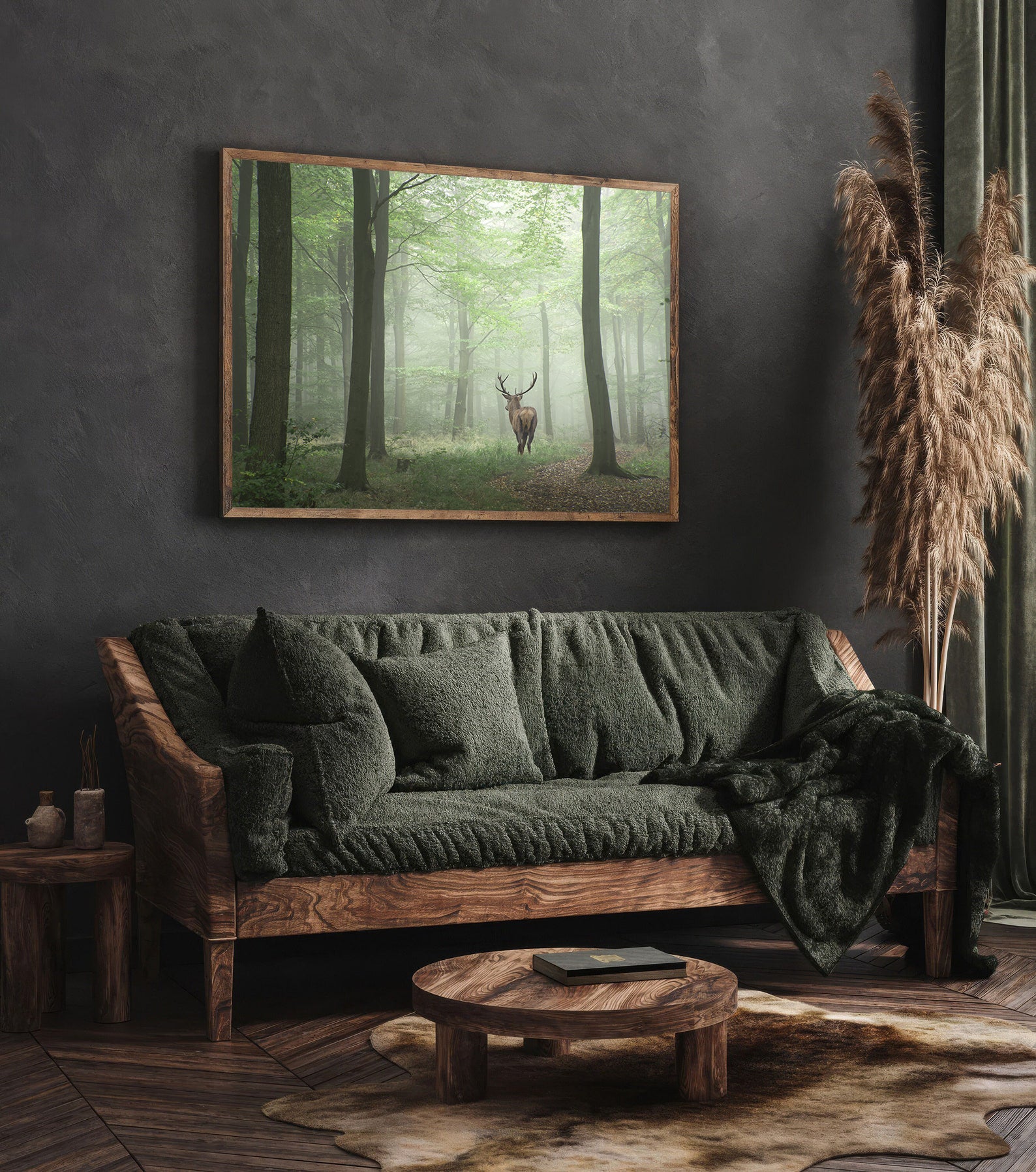 Leinwandbild - Hirsch im Wald