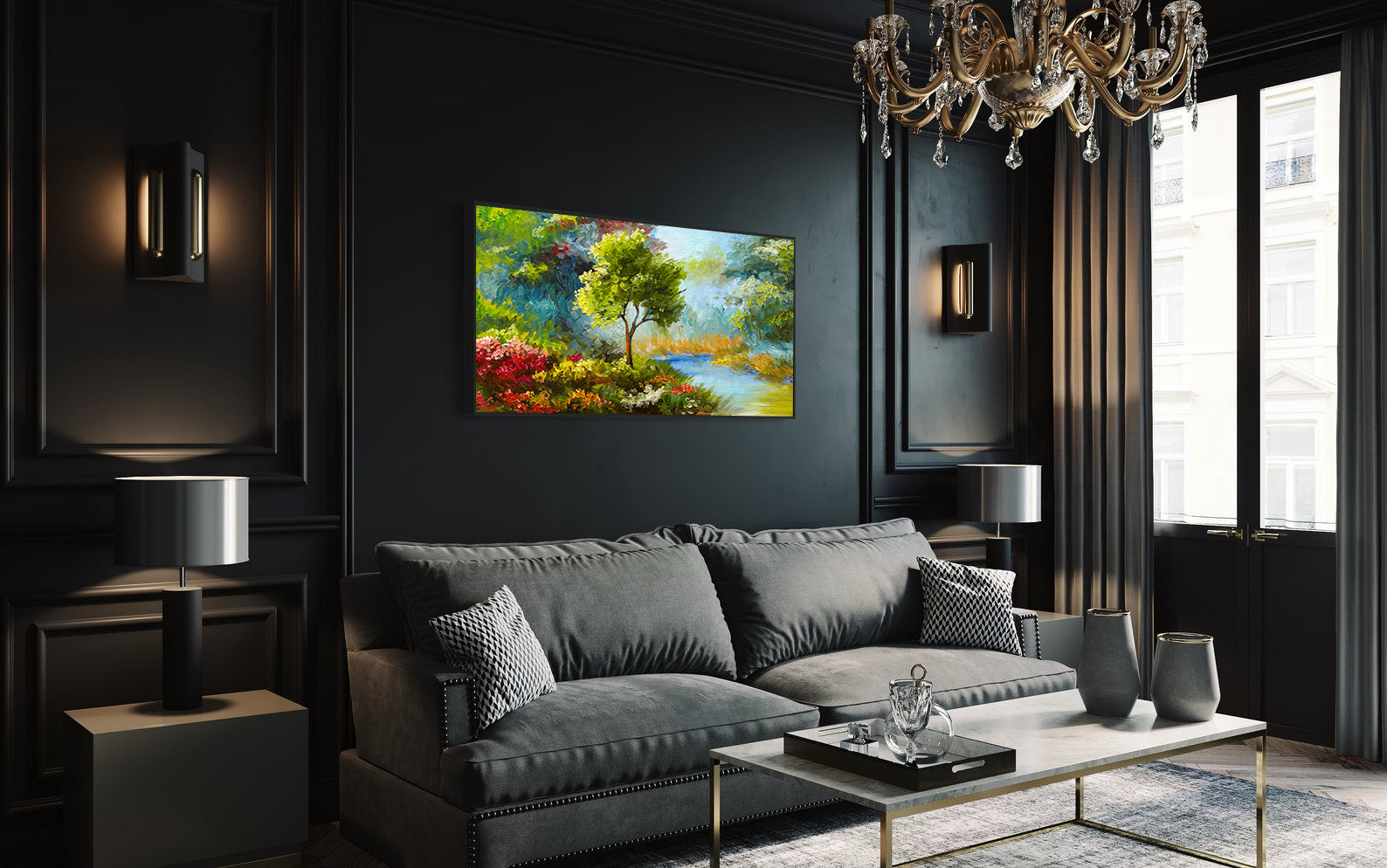 Peinture sur toile - Paysage forestier