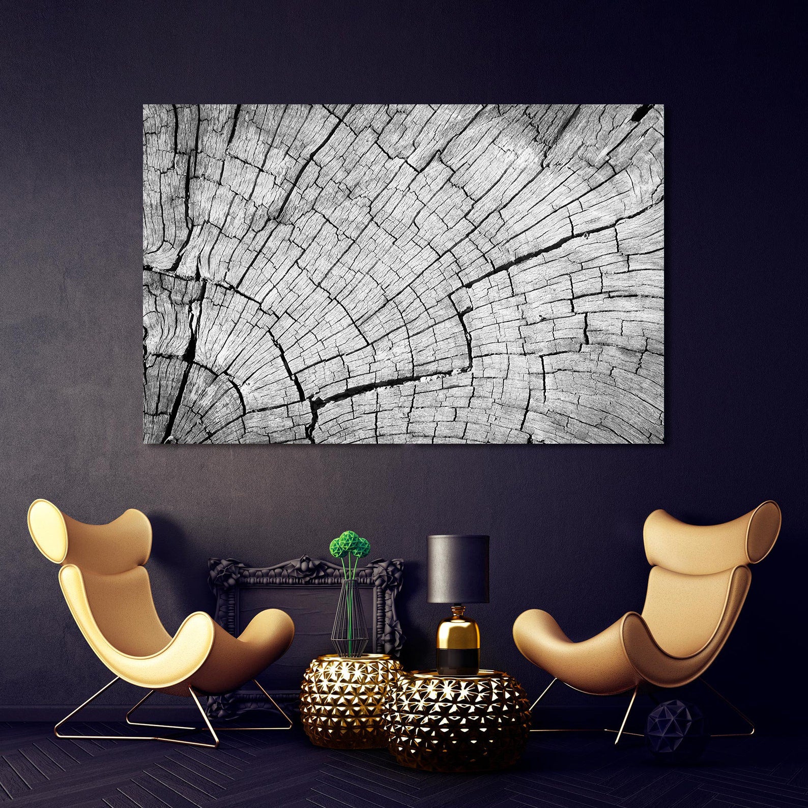 Peinture sur toile - Arbre en noir et blanc