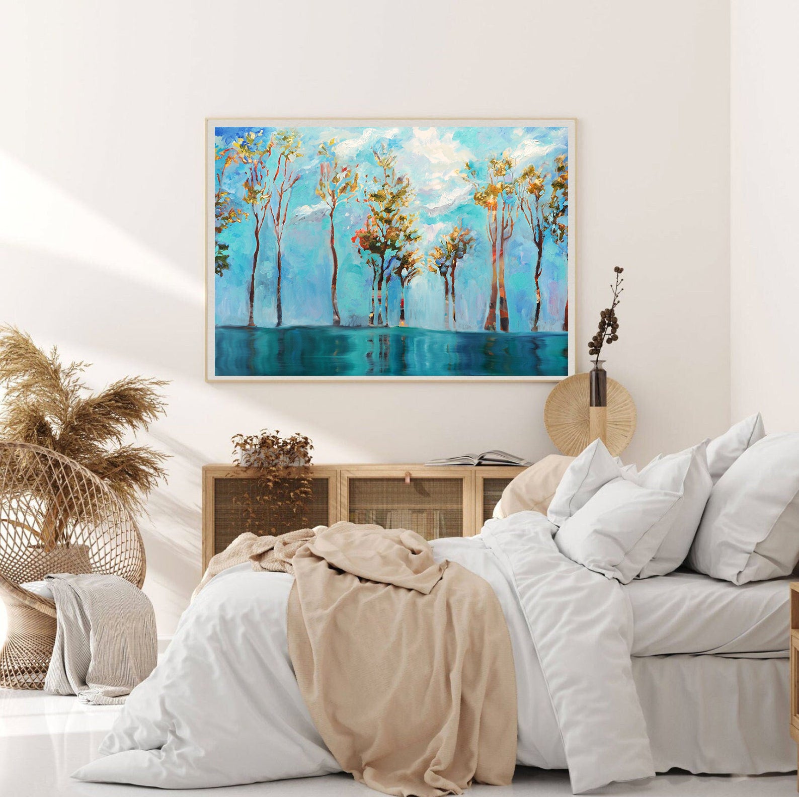 Leinwandgemälde - Bäume mit grünen Blättern