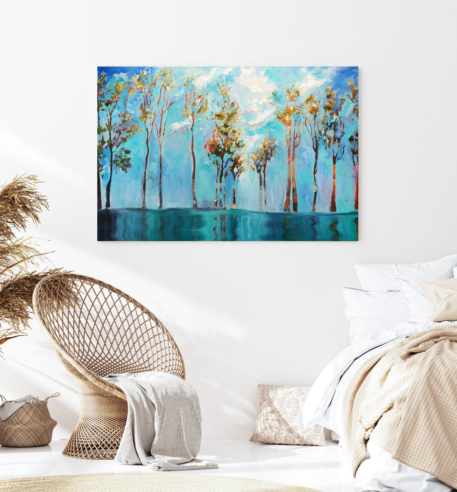 Leinwandgemälde - Bäume mit grünen Blättern