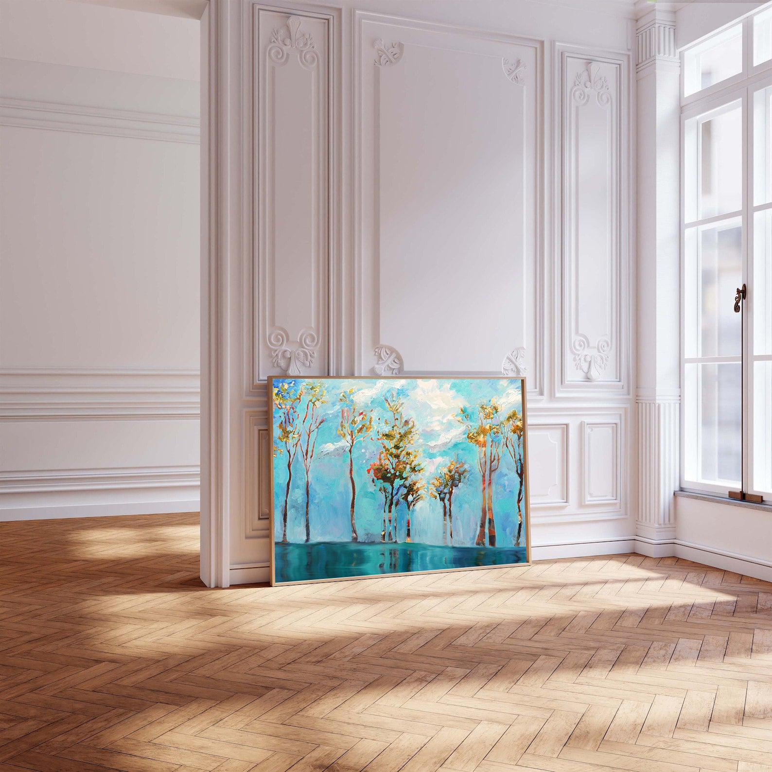 Leinwandgemälde - Bäume mit grünen Blättern