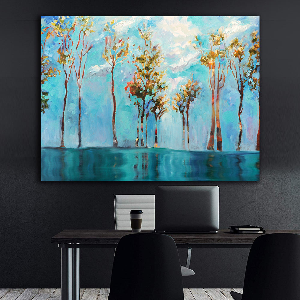 Leinwandgemälde - Bäume mit grünen Blättern