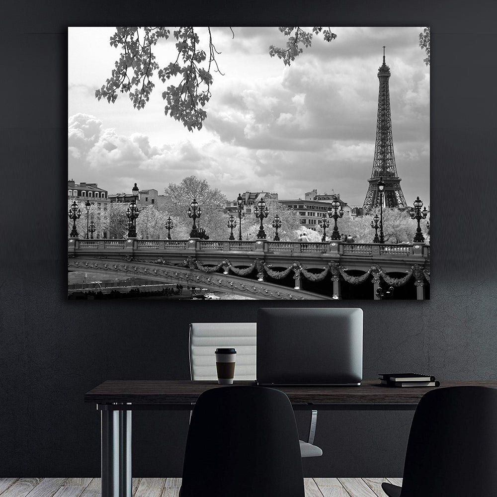 Leinwandbild - Paris Schwarz und Weiß