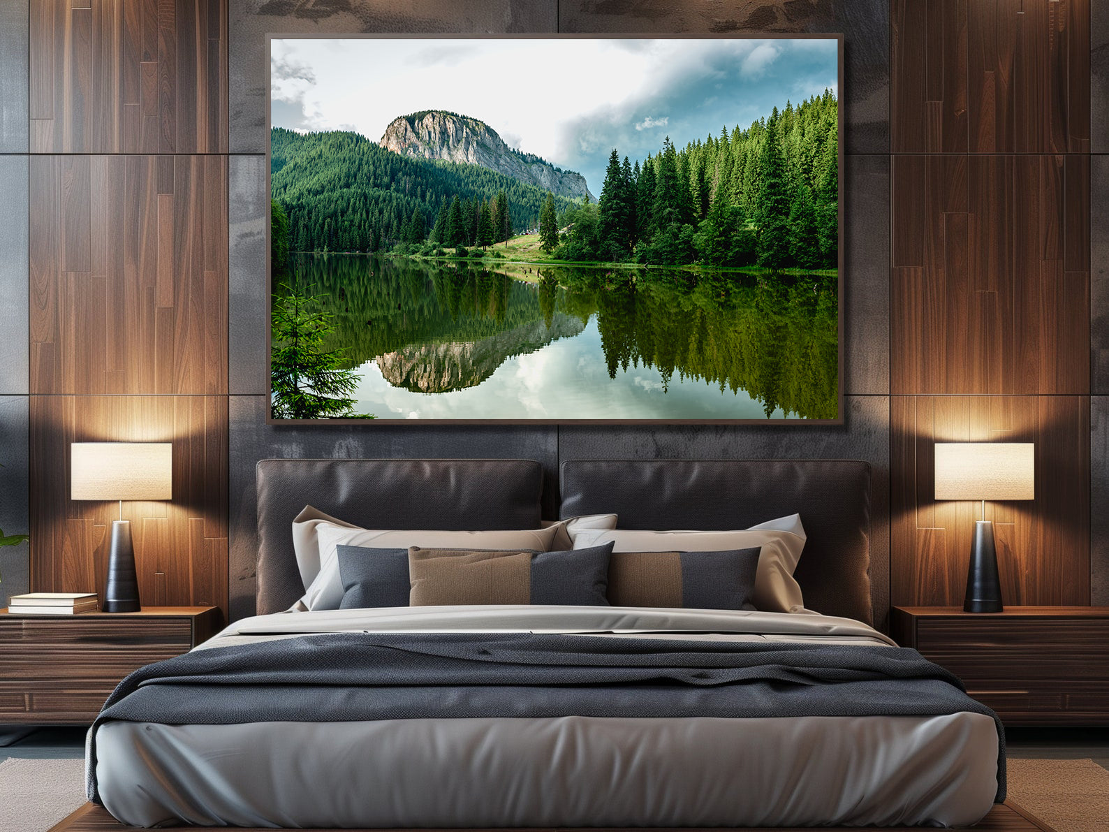 Peinture sur toile - Paysage de lac dans la forêt