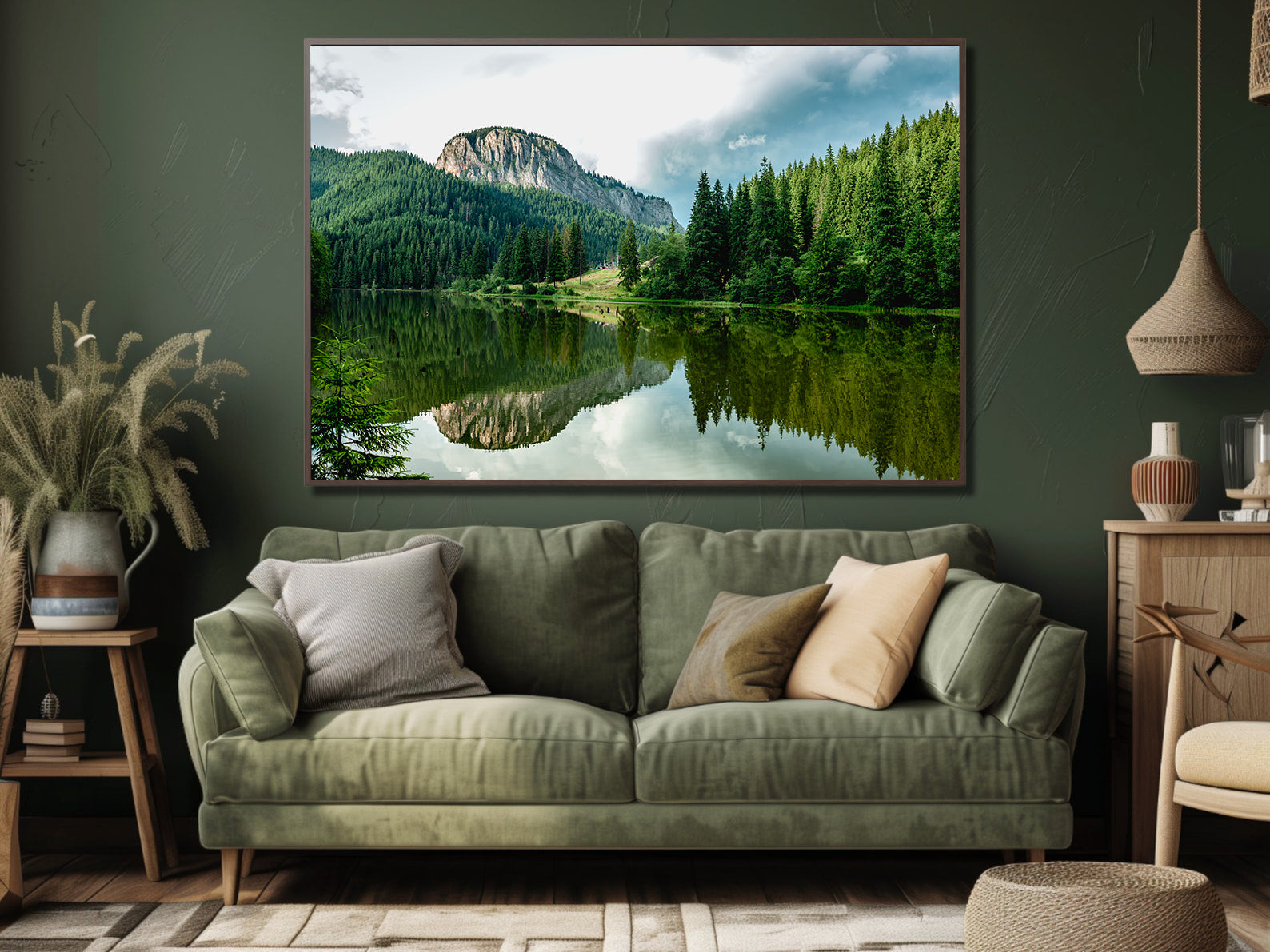 Peinture sur toile - Paysage de lac dans la forêt