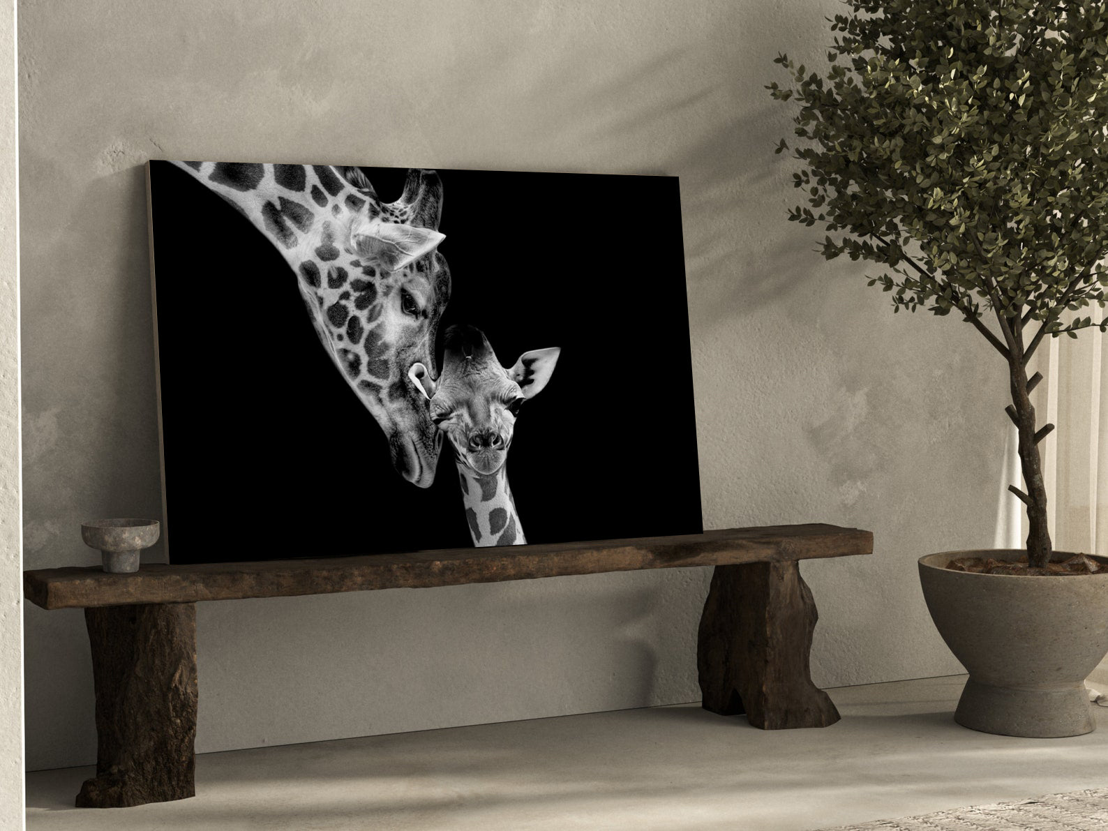 Peinture sur toile – Girafes en noir et blanc