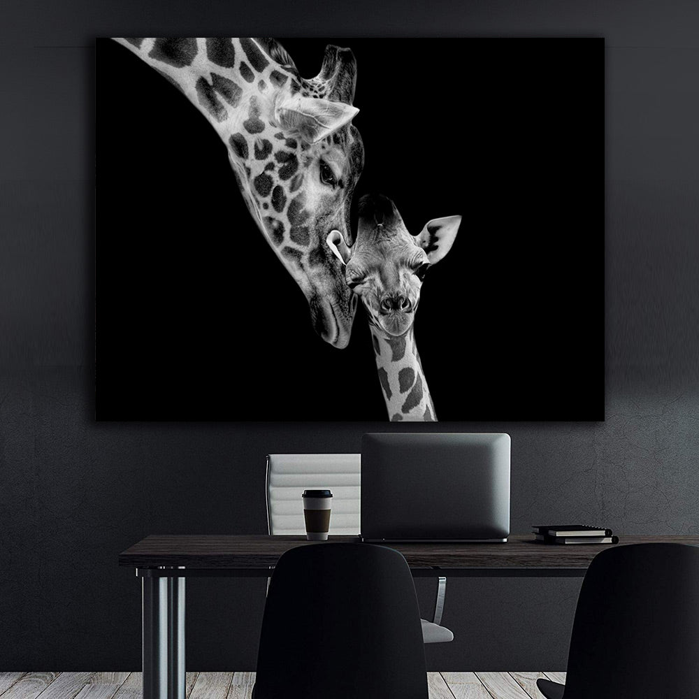 Leinwandgemälde - Schwarze und weiße Giraffen