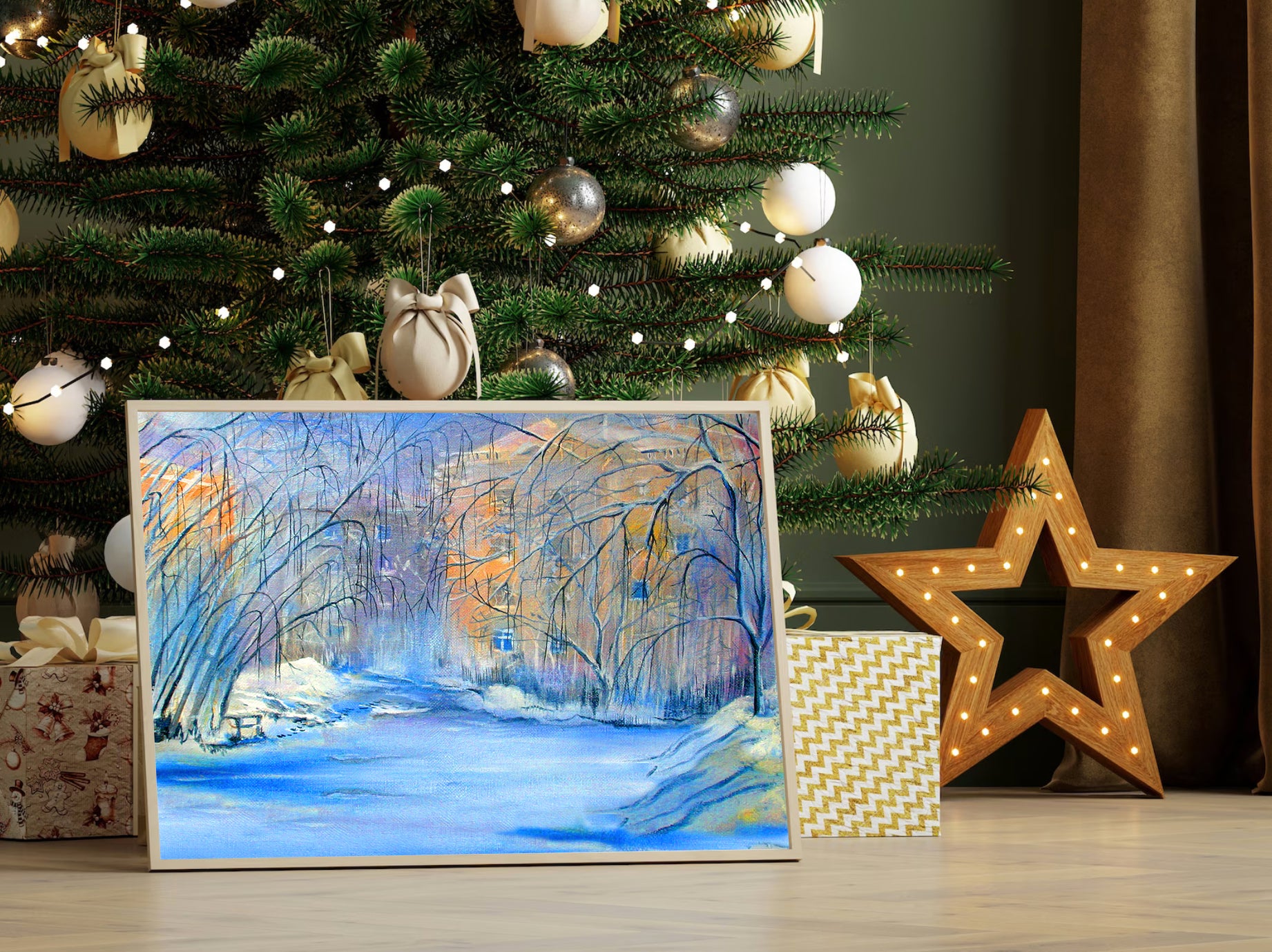 Peinture sur toile - Paysage d'hiver dans la forêt