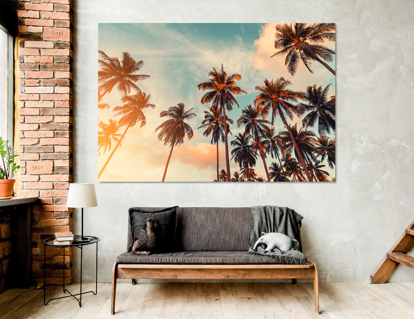 Leinwandbild - Landschaft mit Palmen