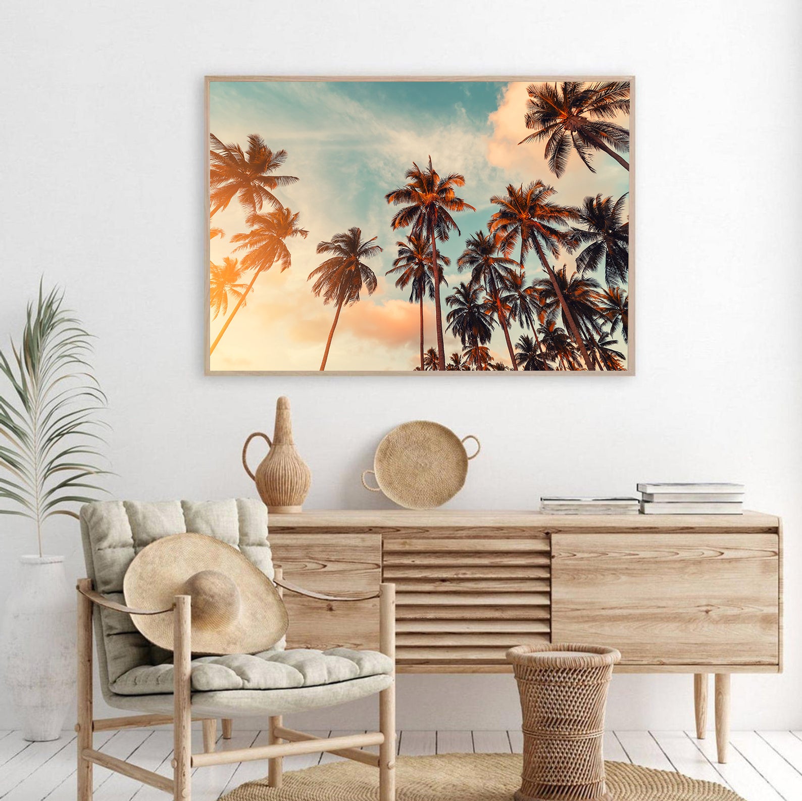 Peinture sur toile - Paysage avec palmiers