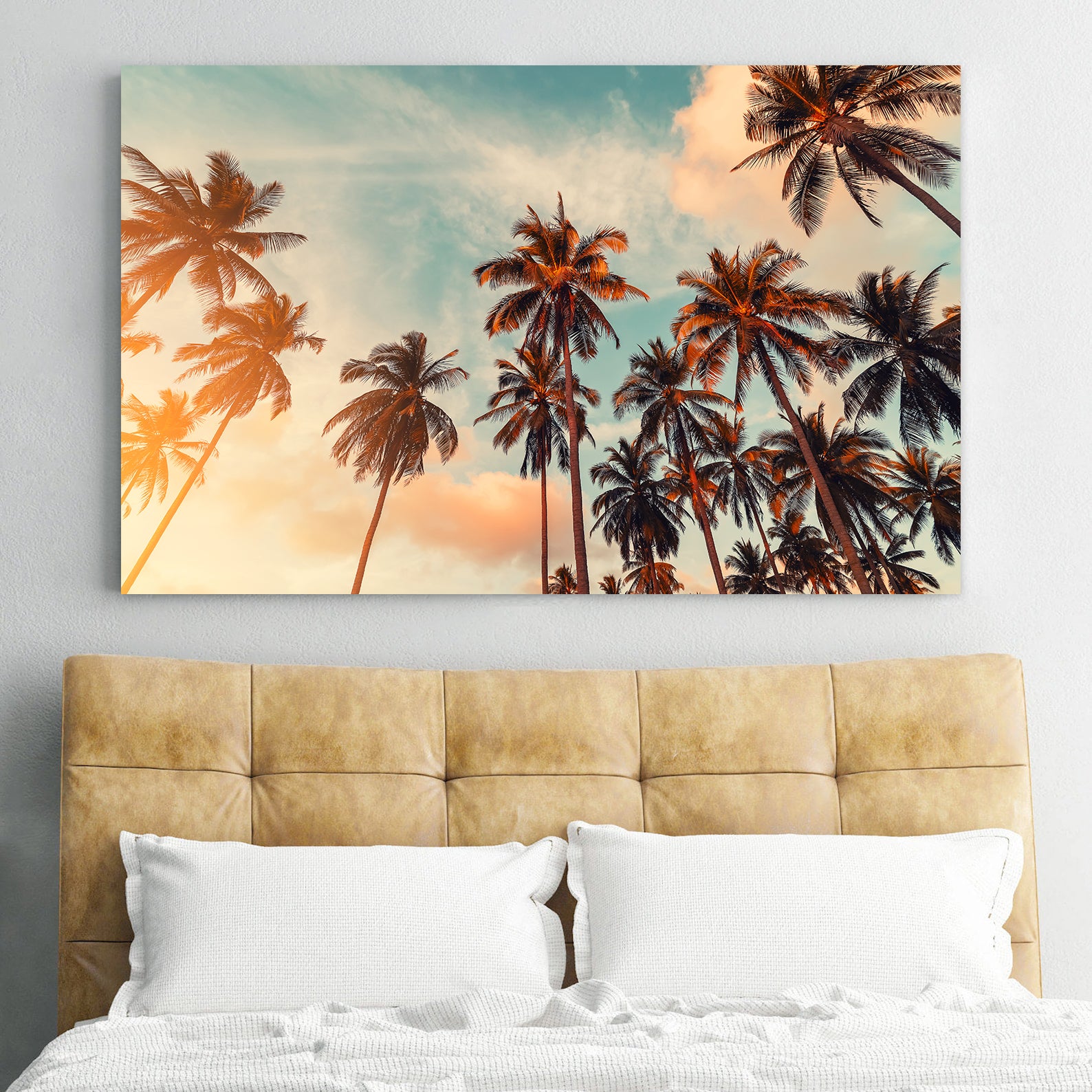 Peinture sur toile - Paysage avec palmiers