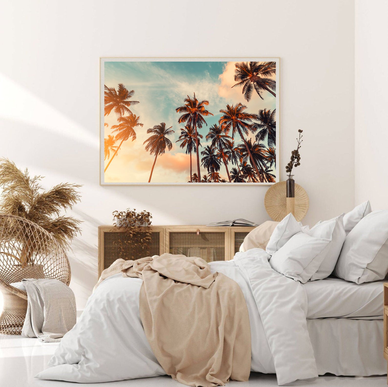 Peinture sur toile - Paysage avec palmiers