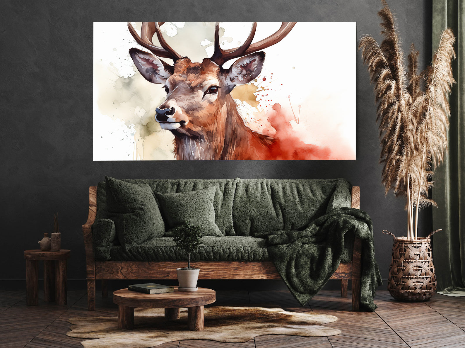 Leinwandbild - Hirschportrait