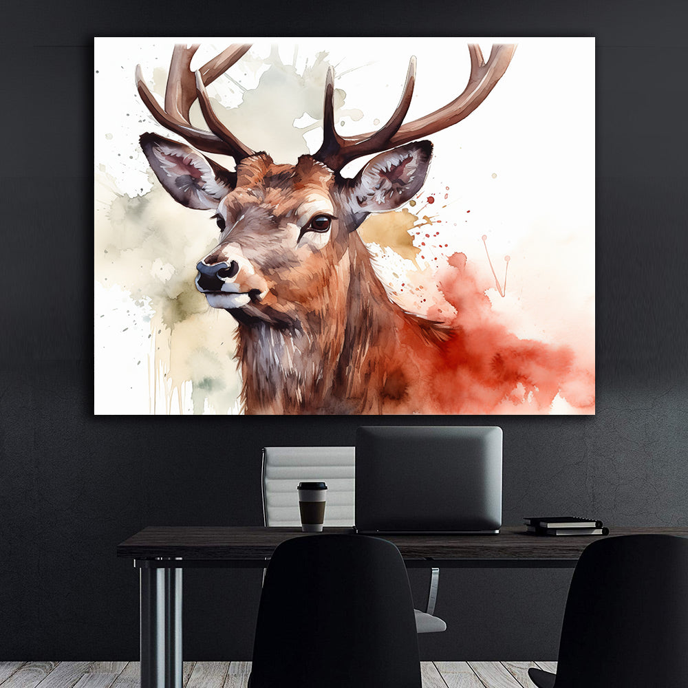 Leinwandbild - Hirschportrait