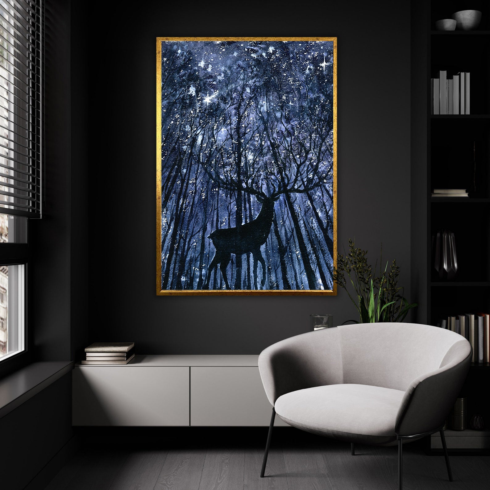 Leinwandbild - Hirsch im Wald