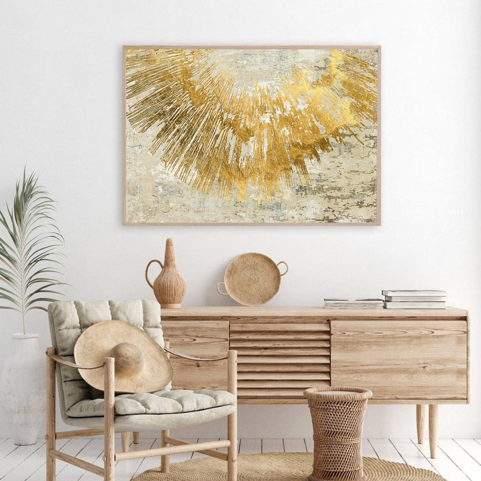 Leinwandbild - Goldenes Abstrakt