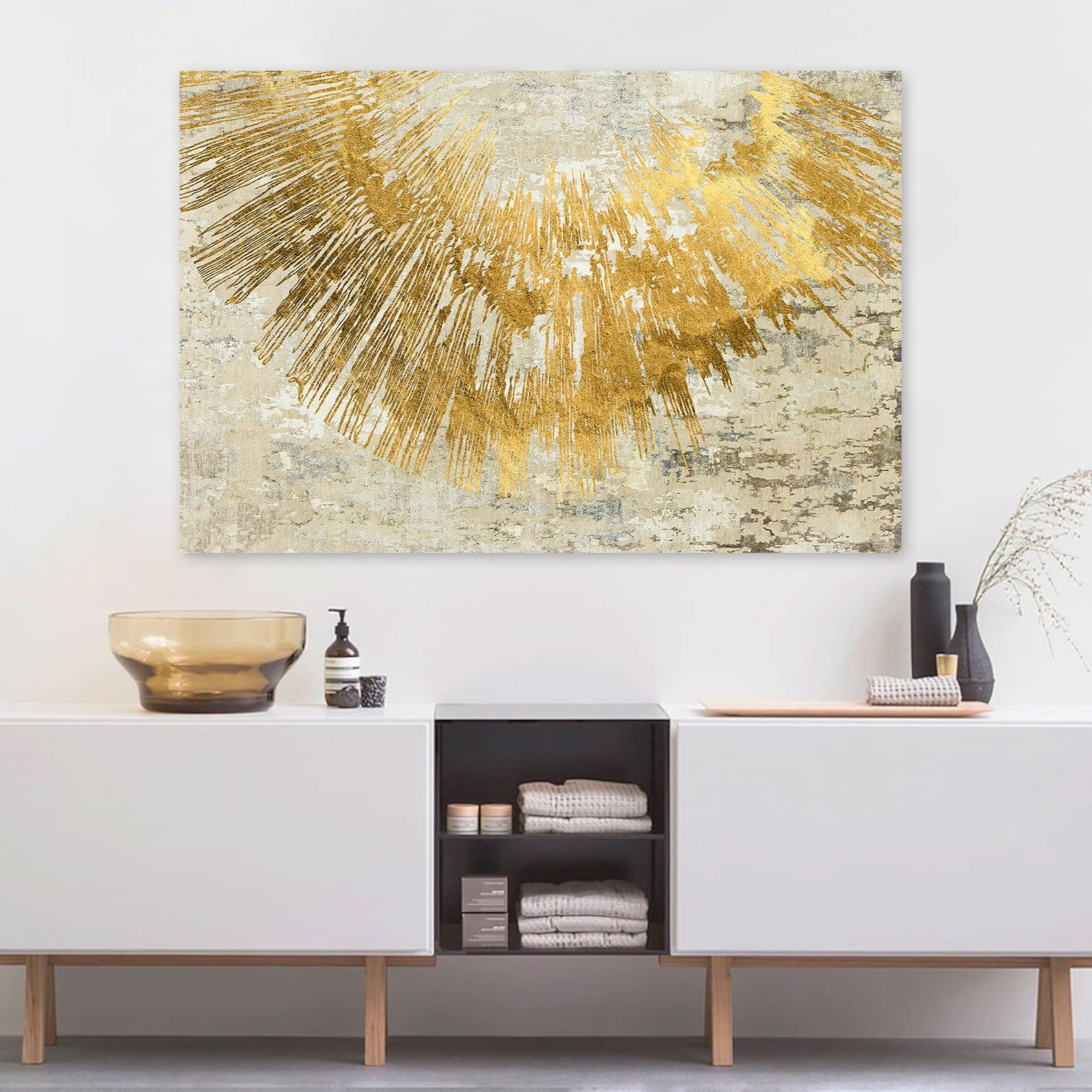 Leinwandbild - Goldenes Abstrakt