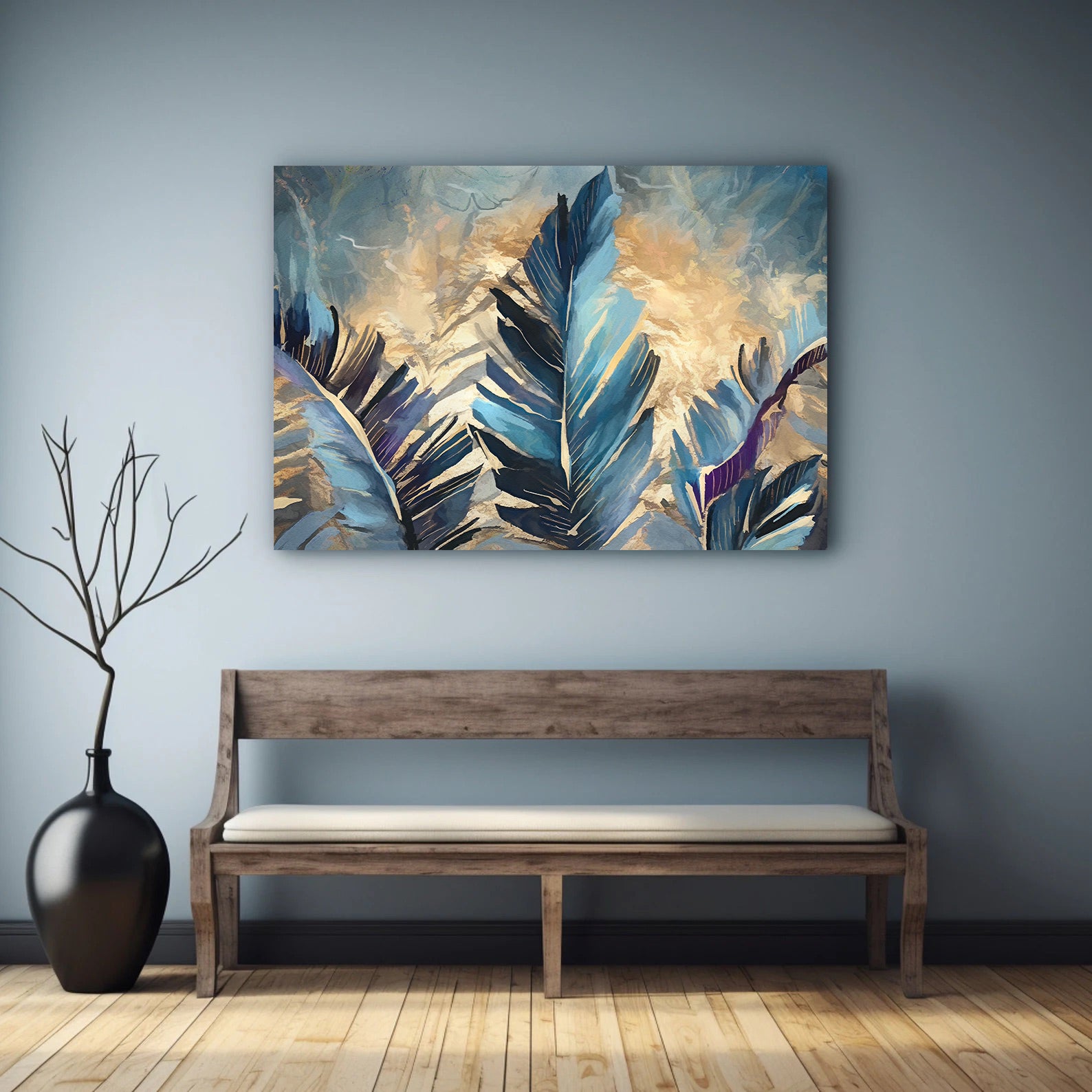 Leinwandgemälde - Goldene Berührung auf Federn