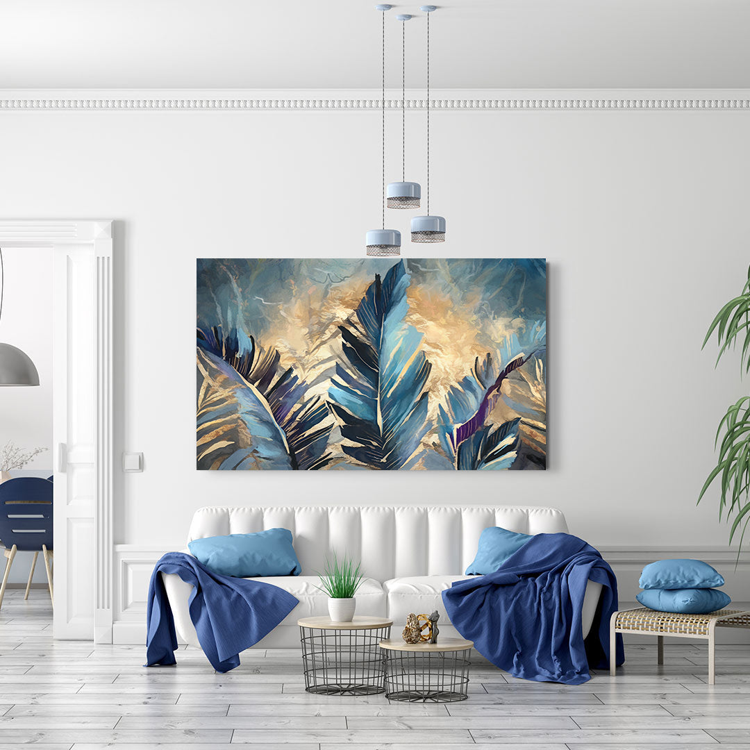 Leinwandgemälde - Goldene Berührung auf Federn
