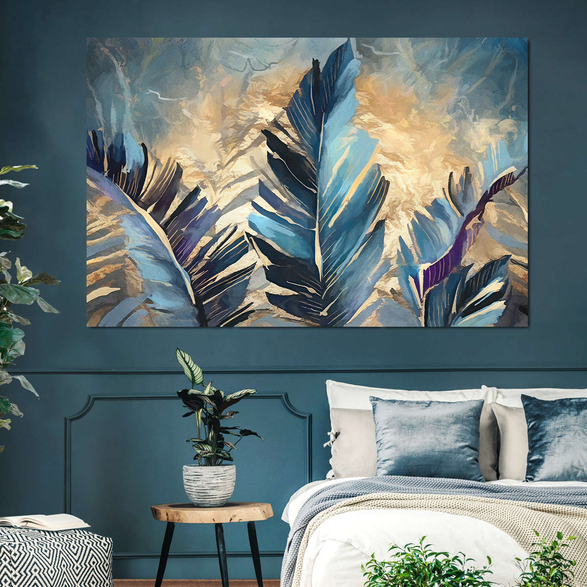 Leinwandgemälde - Goldene Berührung auf Federn