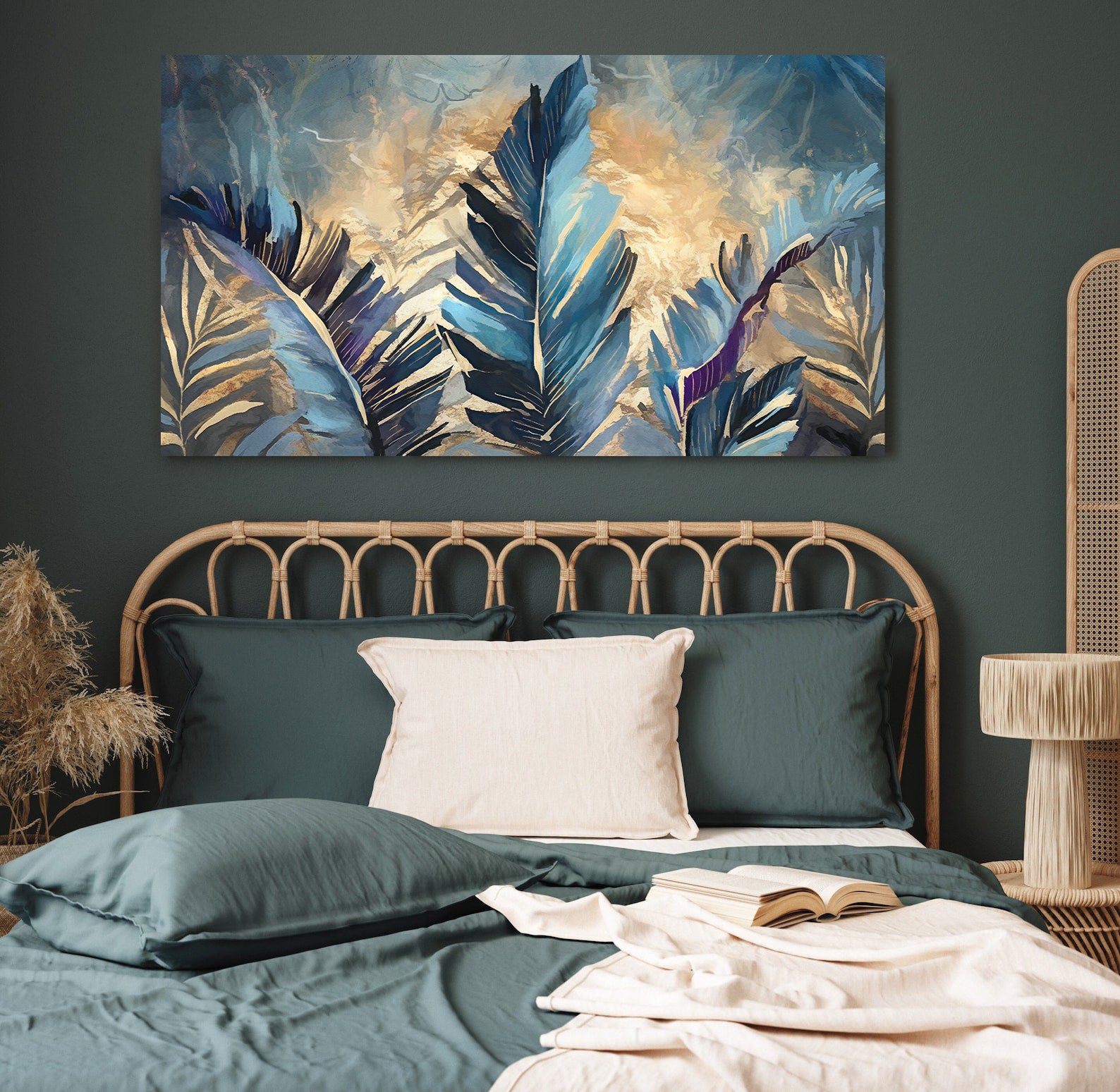 Leinwandgemälde - Goldene Berührung auf Federn