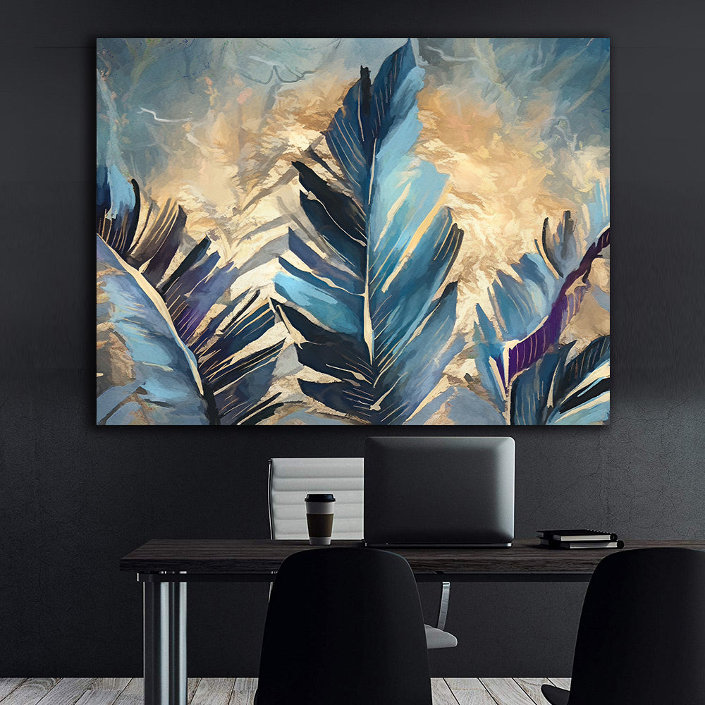 Leinwandgemälde - Goldene Berührung auf Federn