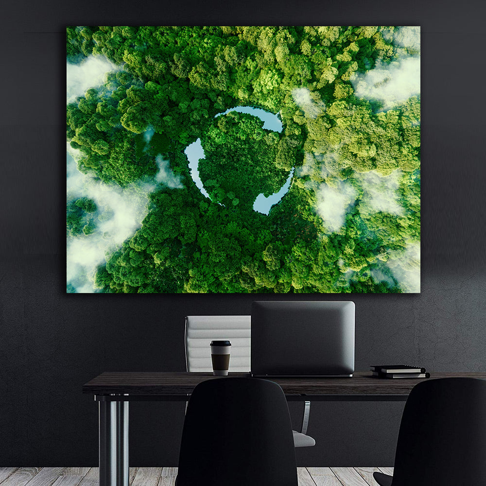 Leinwandgemälde - Grüne Bäume Recycling