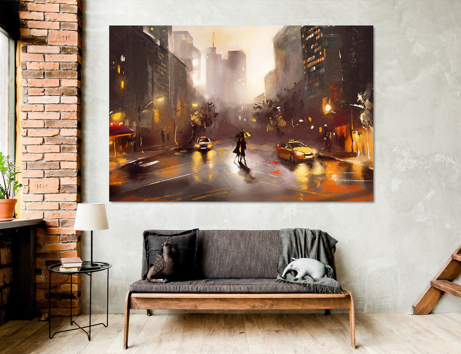 Leinwandbild - Liebende in der Stadt