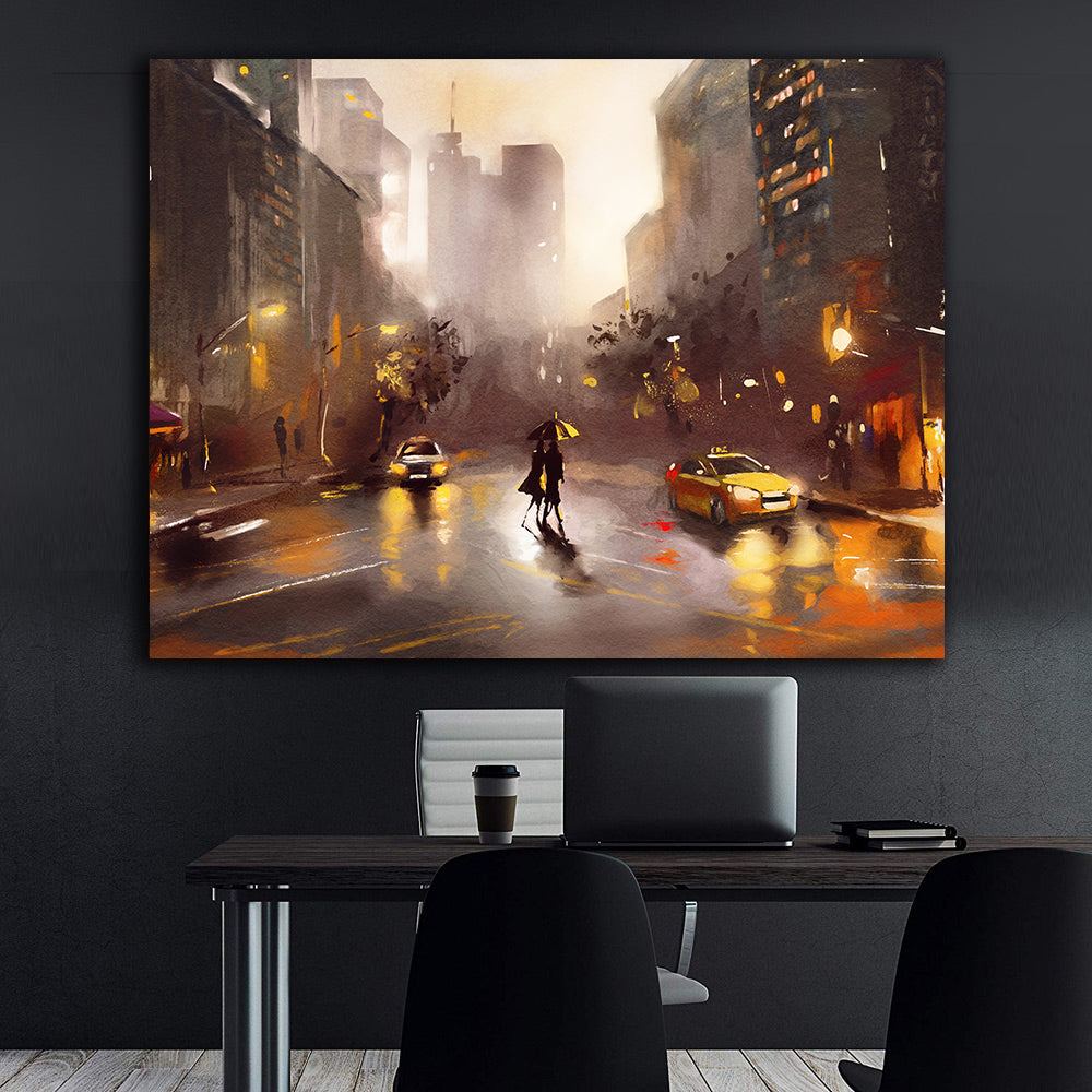 Leinwandbild - Liebende in der Stadt