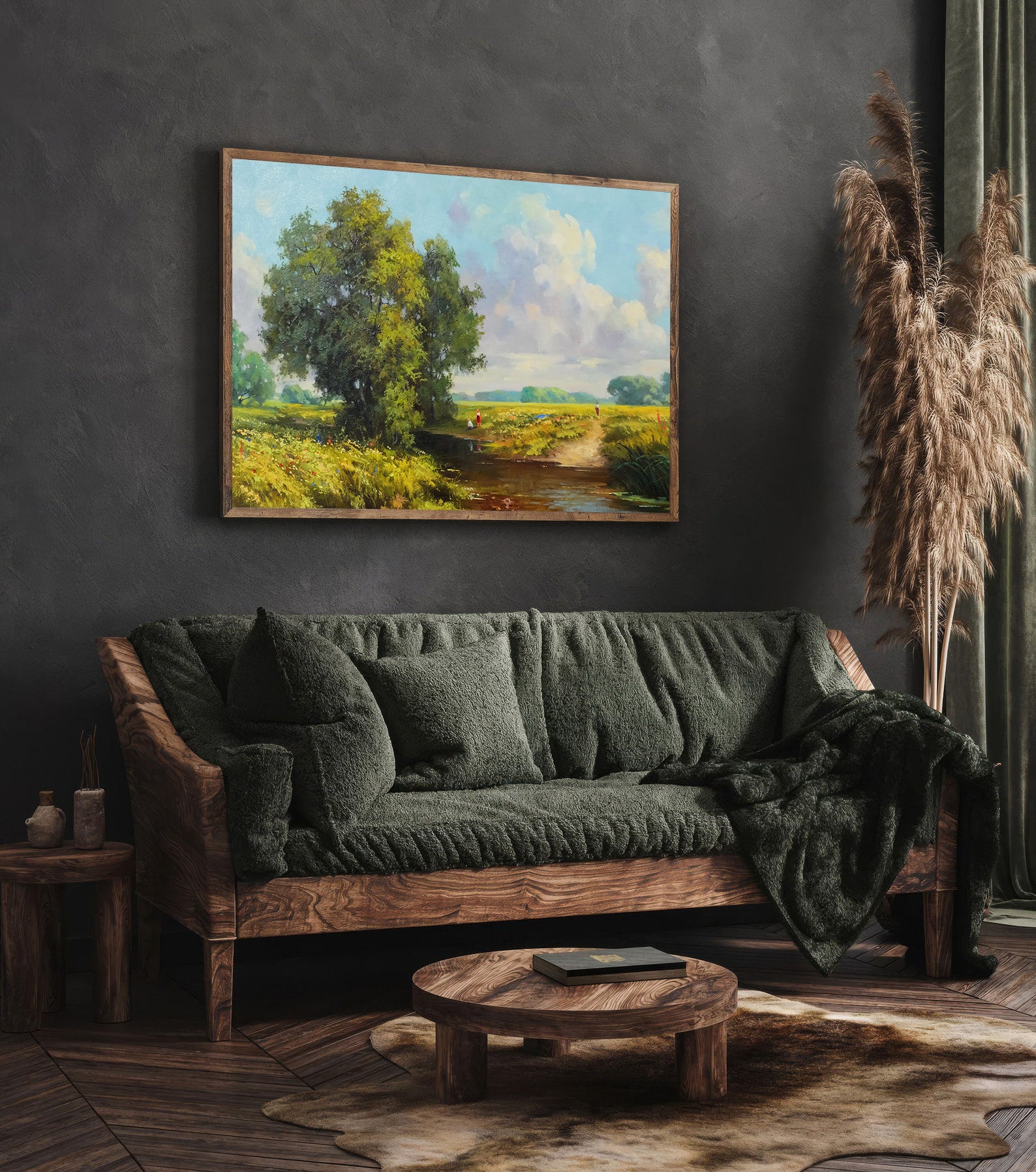 Peinture sur toile - Arbres au bord de la rivière