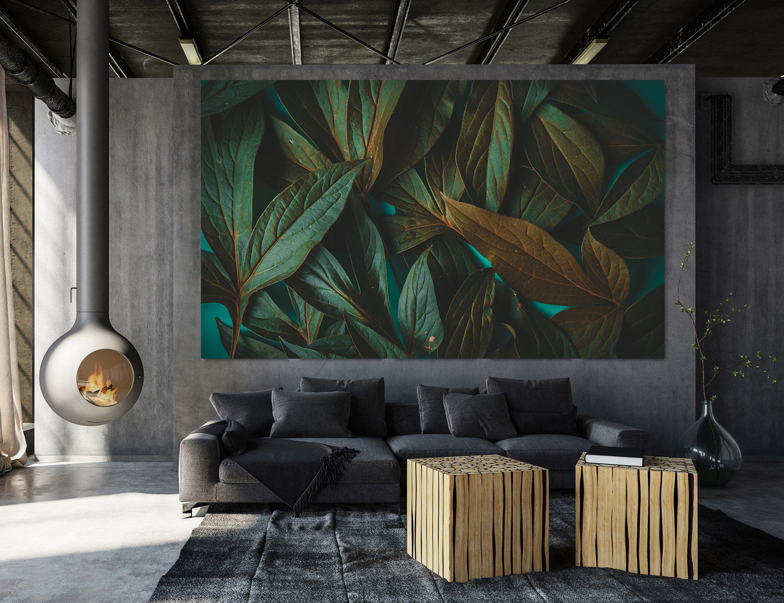 Leinwandgemälde - Grüne Blätter