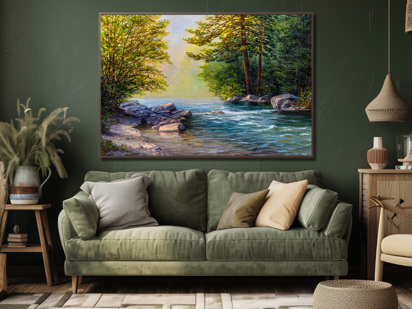 Leinwandbild - Fluss im Wald