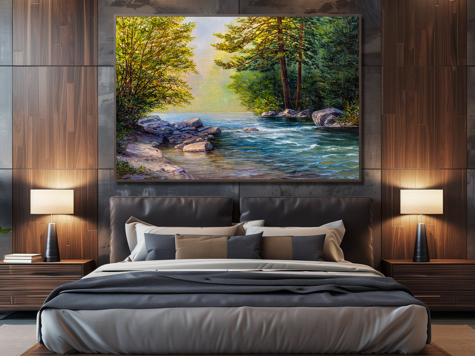 Peinture sur toile - Rivière dans la forêt