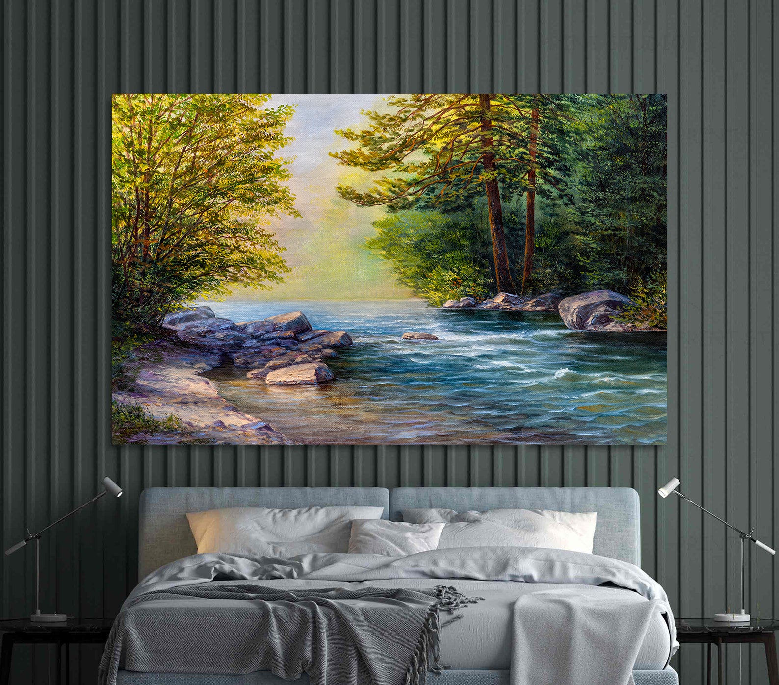 Peinture sur toile - Rivière dans la forêt