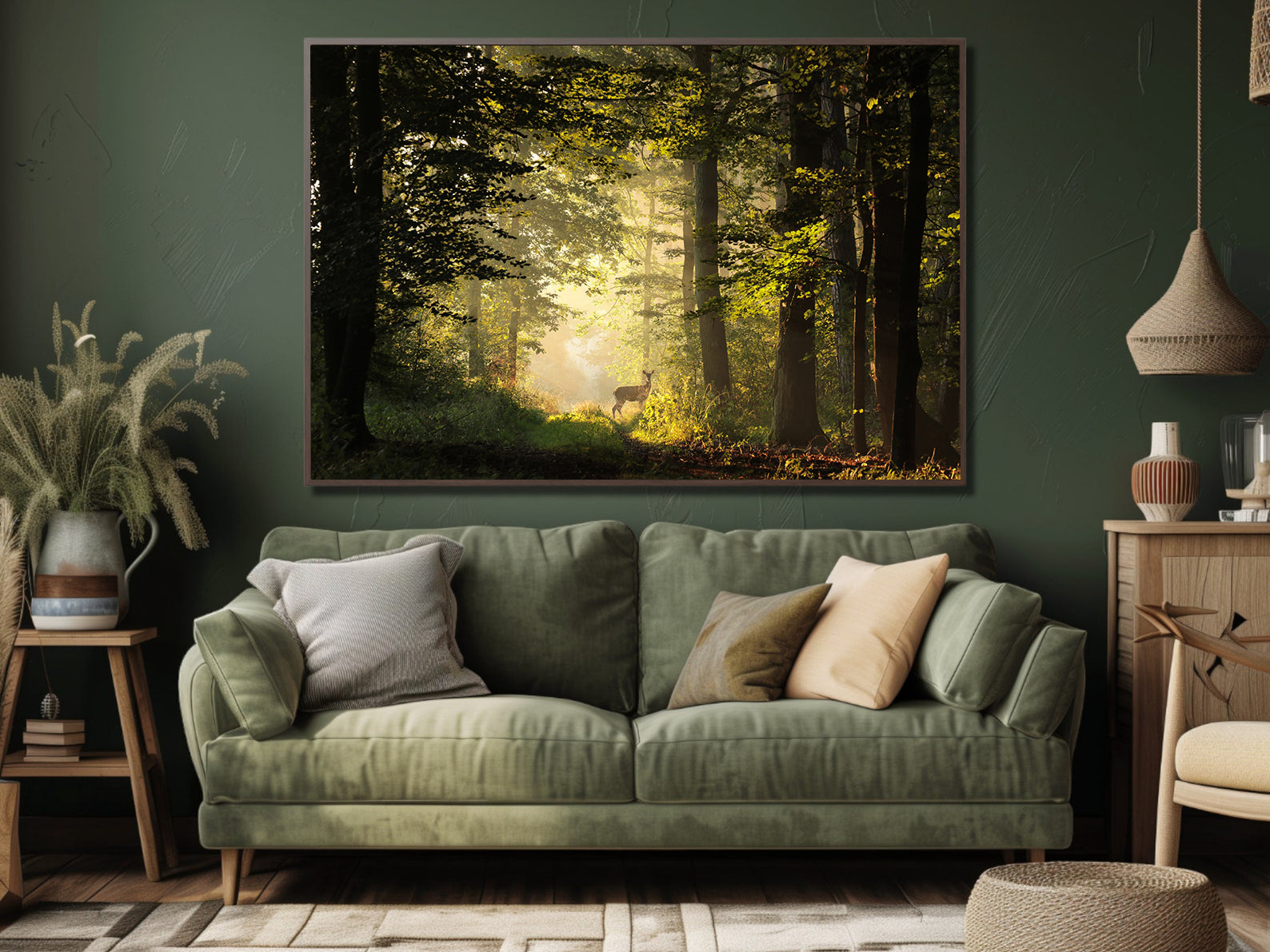 Leinwandbild - Hirsch im Wald