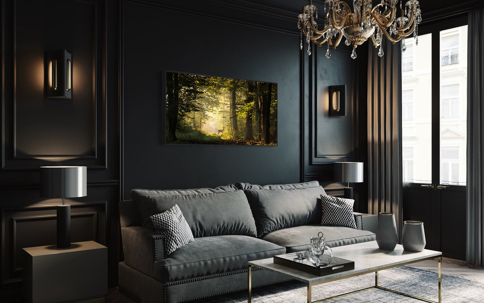 Peinture sur toile - Cerf dans la forêt