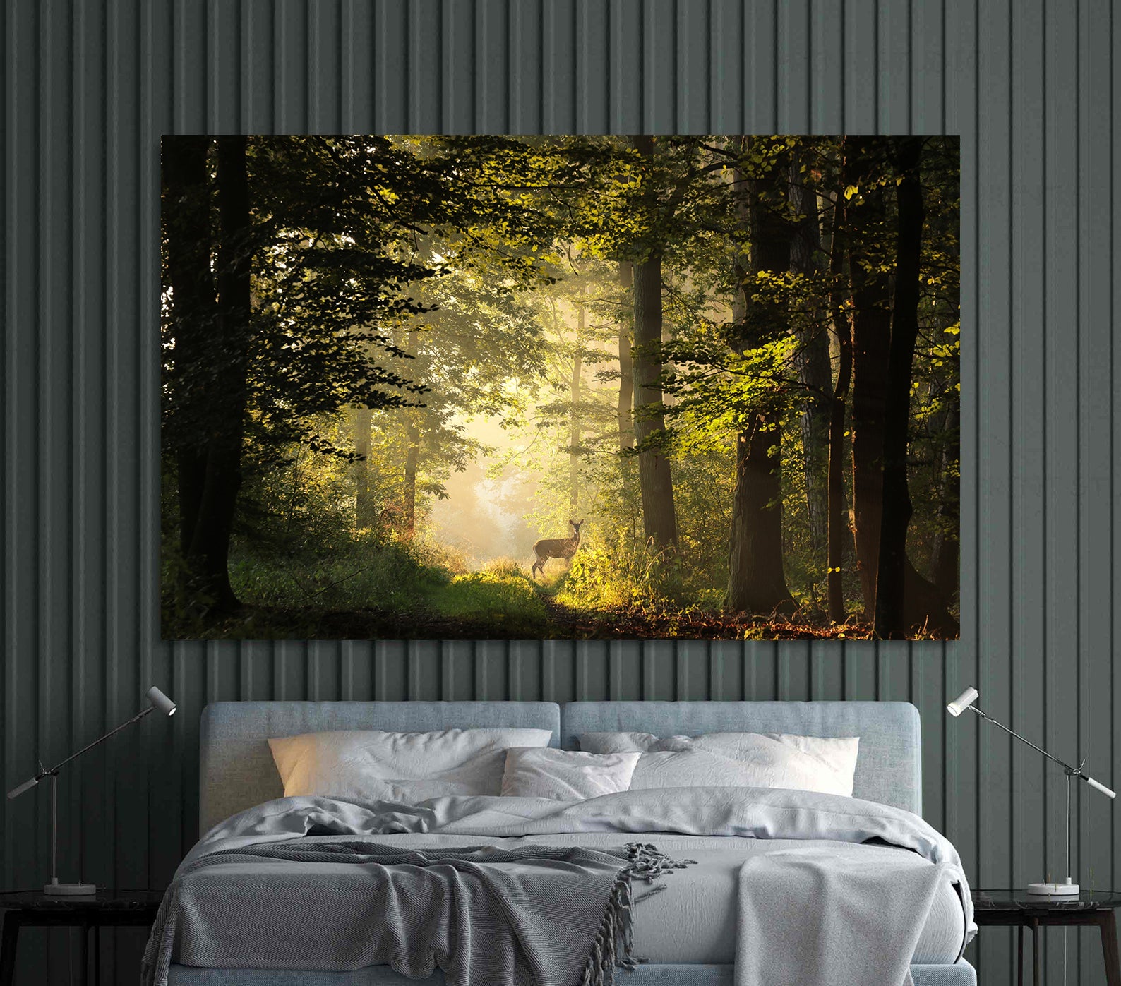 Peinture sur toile - Cerf dans la forêt