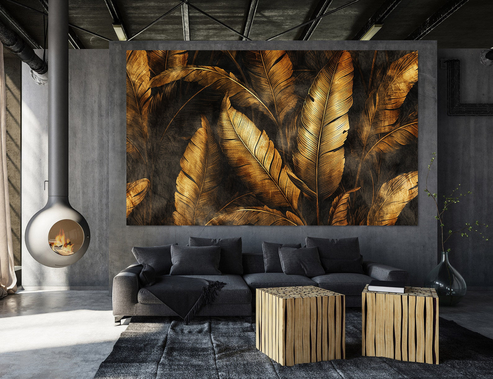 Leinwandgemälde - Goldene Blätter
