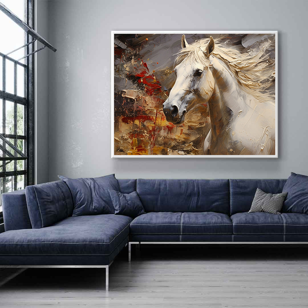 Leinwandgemälde - Weißes und goldenes Pferd