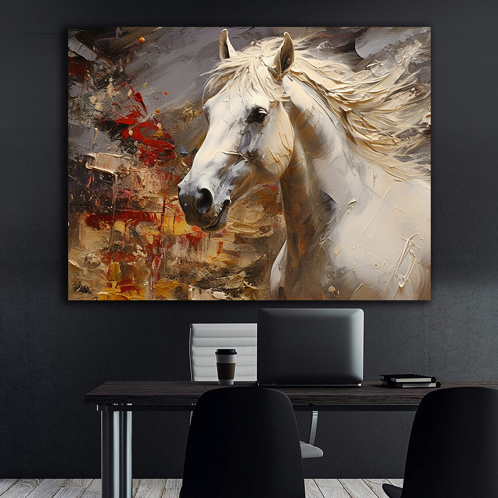 Leinwandgemälde - Weißes und goldenes Pferd