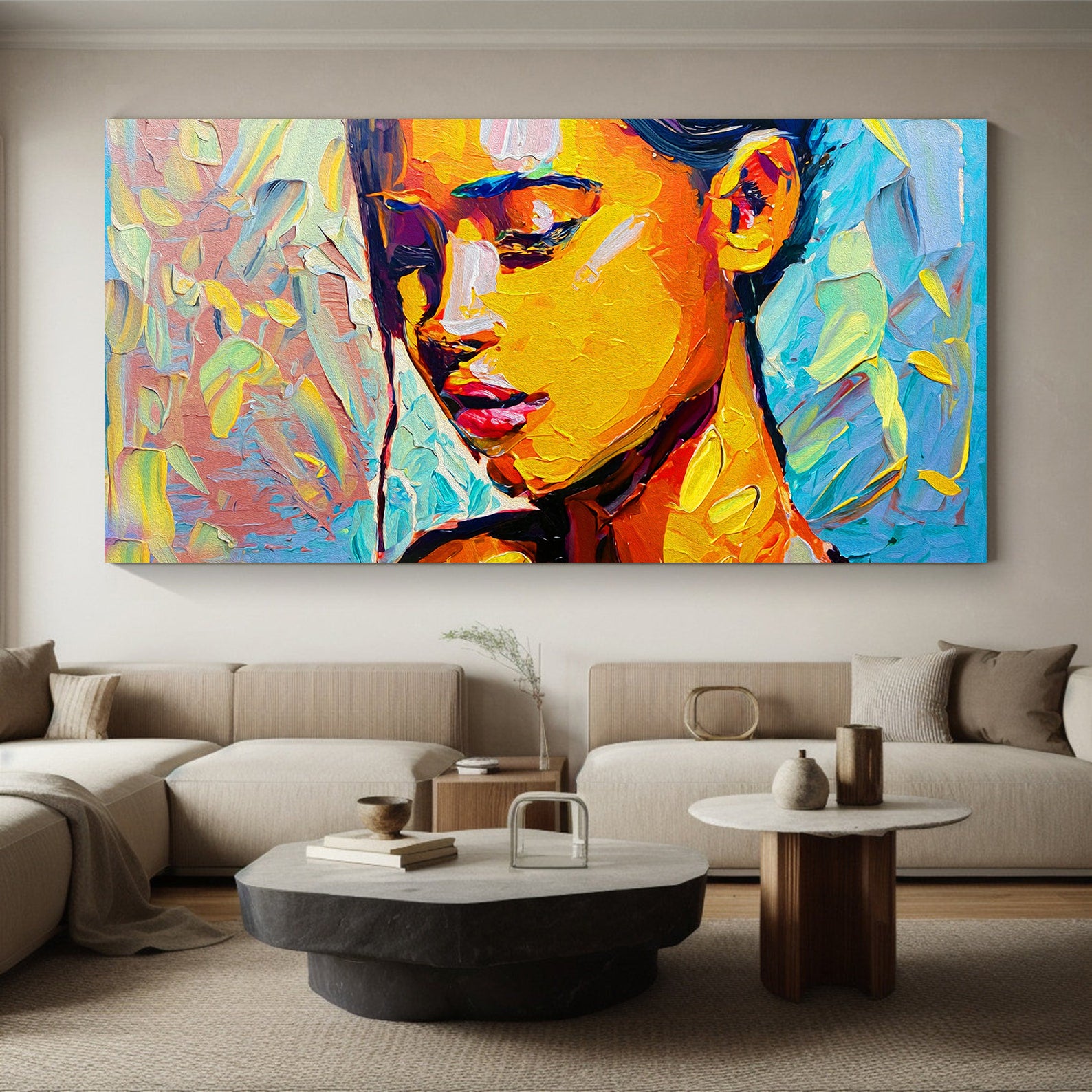 Peinture sur toile - Portrait abstrait moderne