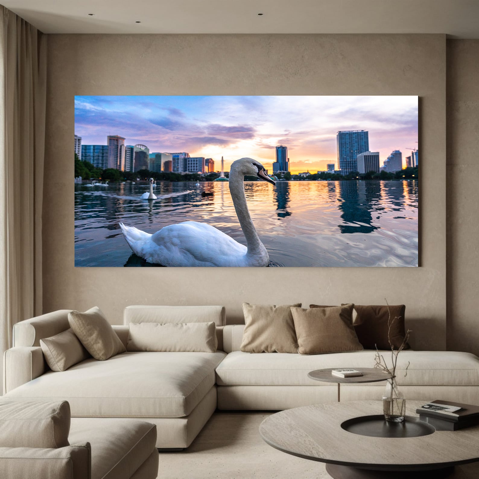 Tablou Canvas - Lebede pe Apă