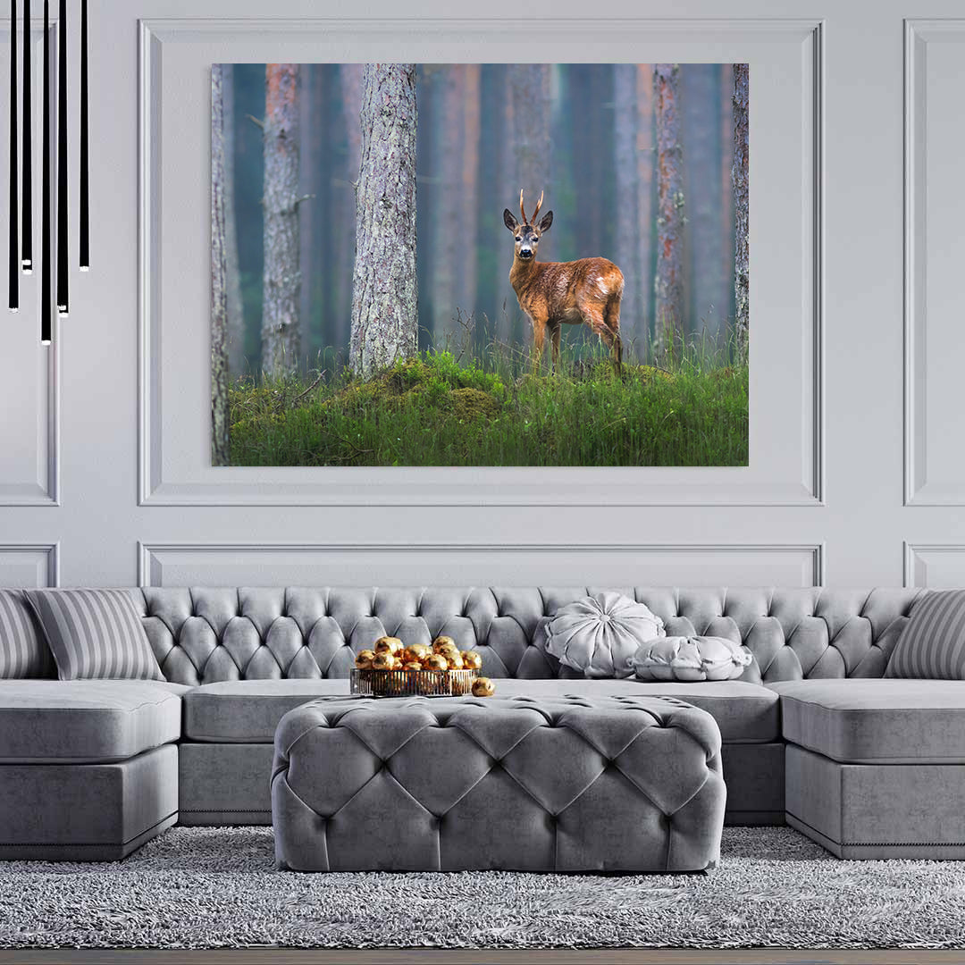 Leinwandbild - Hirsch im Wald
