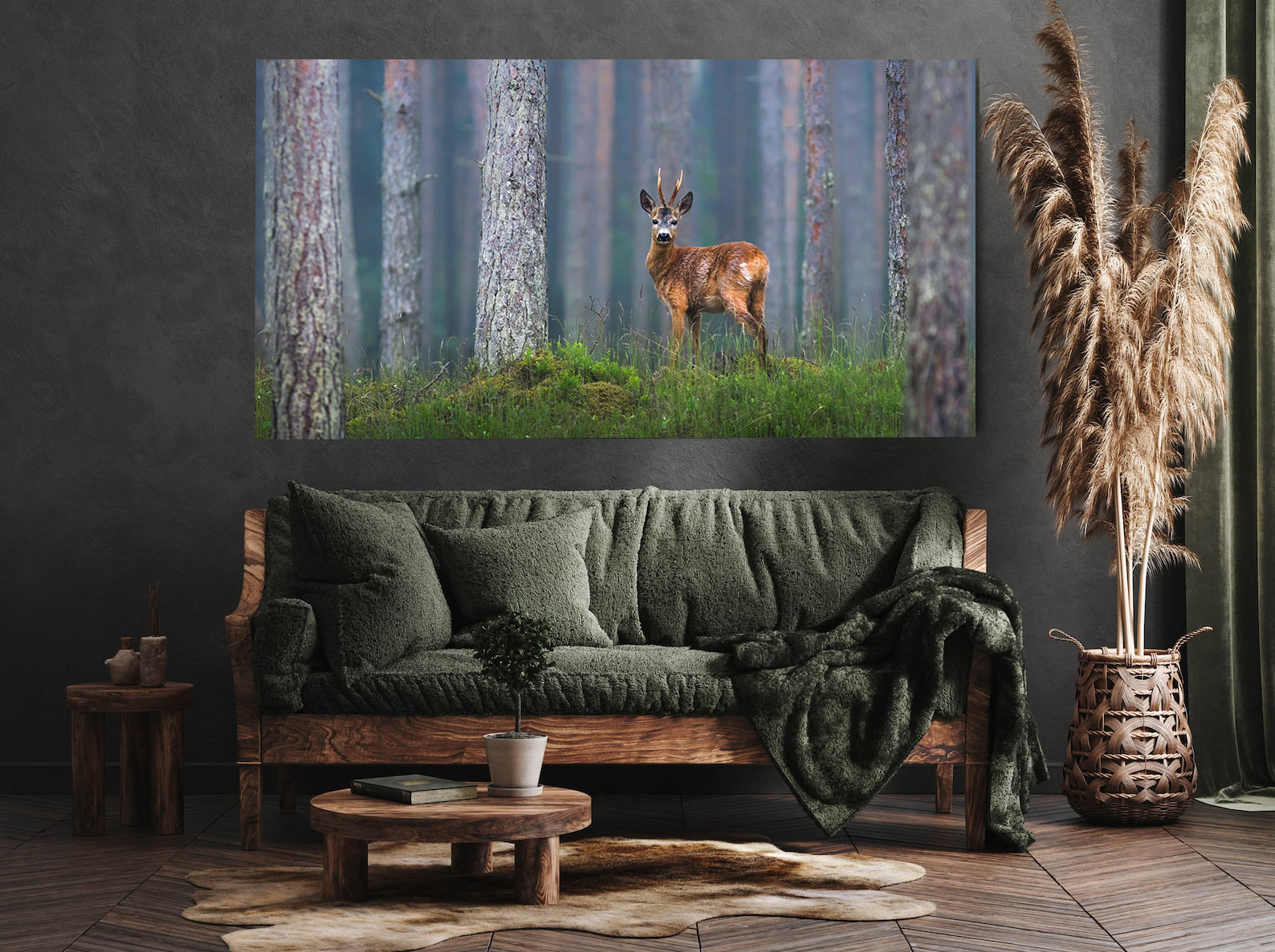 Leinwandbild - Hirsch im Wald