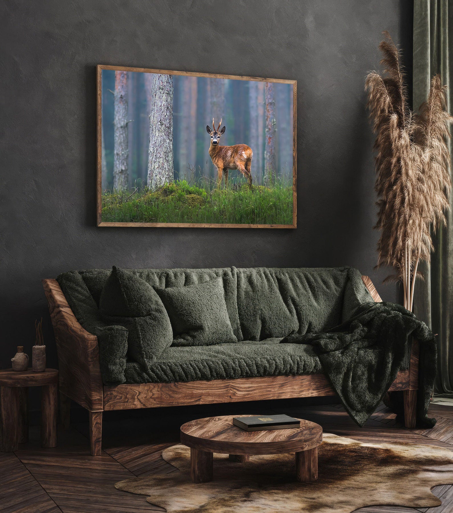 Leinwandbild - Hirsch im Wald