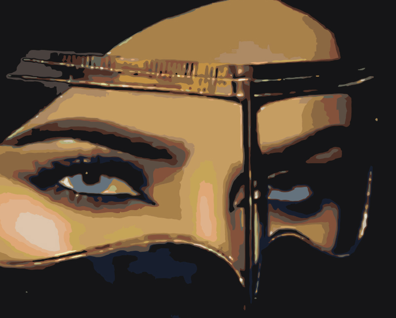 a picture of a woman's face with a hat on her head